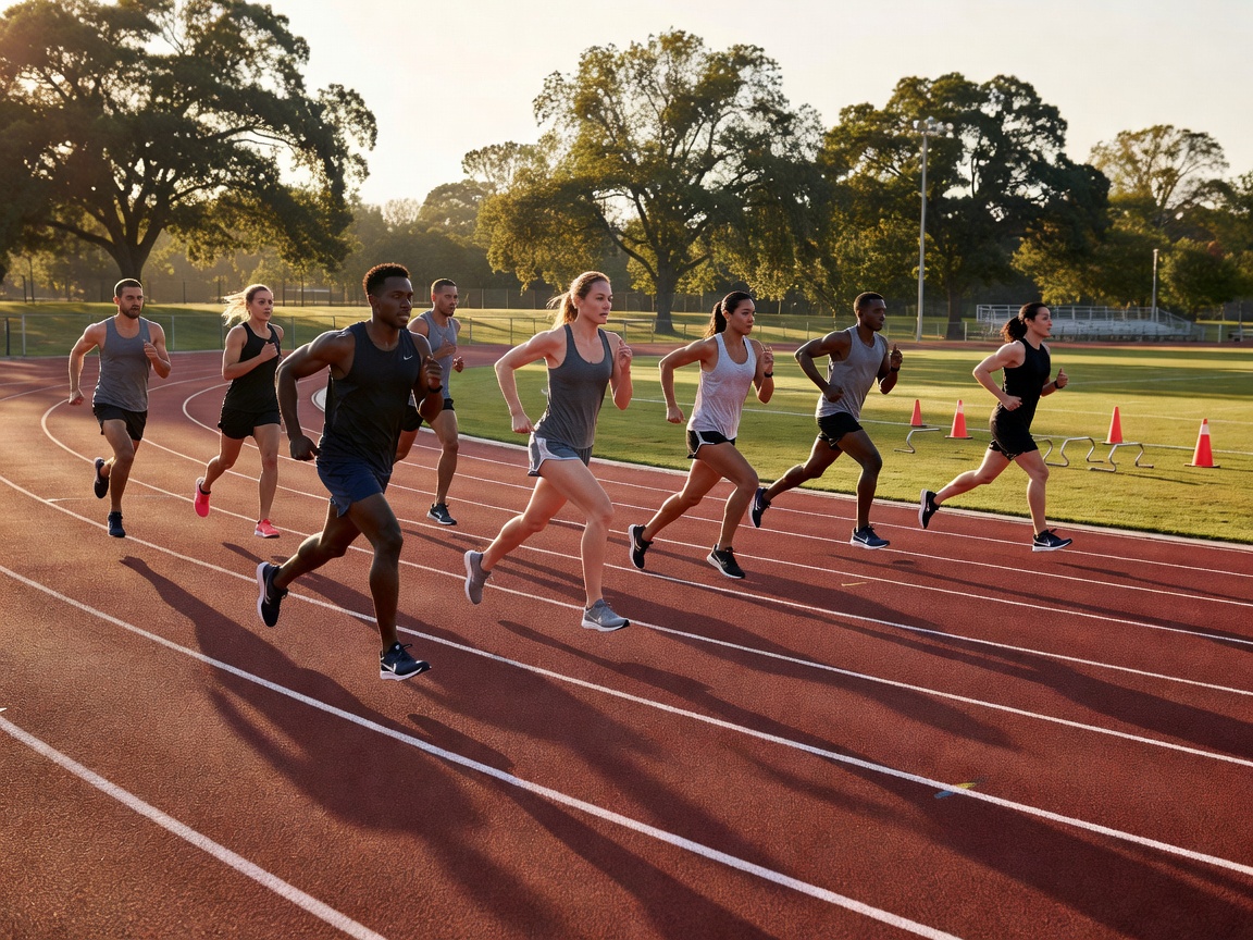 Athletic track representing interval training sessions