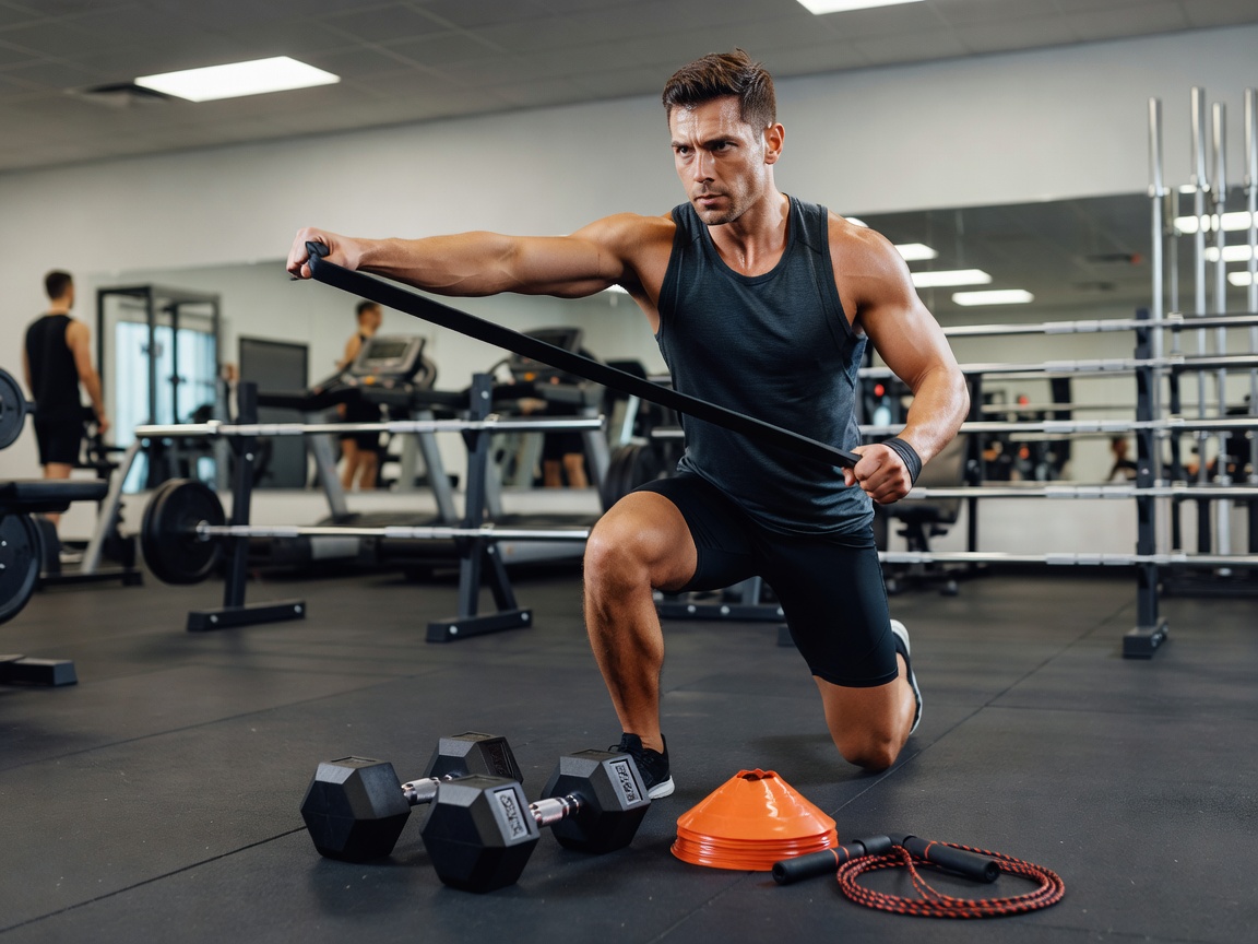 Person preparing for a circuit training workout